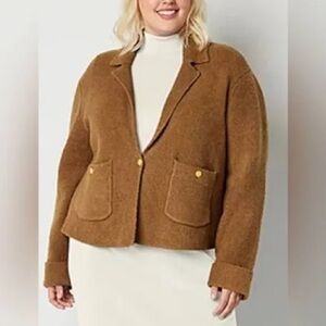 NWT!! Women's Camel Knit Jason Bolden by Worthington Sweater Blazer